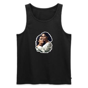 Zwei Frauen - Männer Premium Bio Tank Top - Schwarz - Vorne - Michal (187cm)