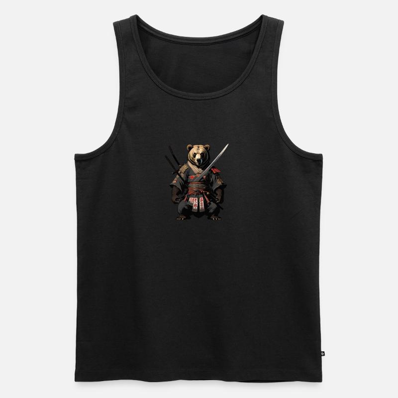 The Ninja Bear - Männer Premium Bio Tank Top - Schwarz