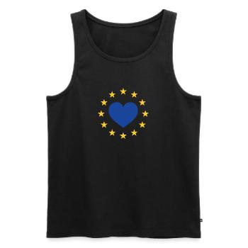 European Flag Stars, Blue Heart in the Middle - Men's Premium Organic Tank Top - black - Front - Michal (187cm)