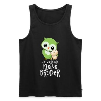 Der weltbeste kleine Bruder - Eulen Geschwister - Männer Premium Bio Tank Top - Schwarz - Vorne - Michal (187cm)