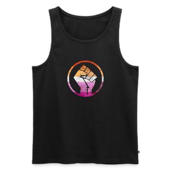 Fist Flag out lesbienne - Débardeur bio Premium Homme - noir - Devant - Michal (187cm)