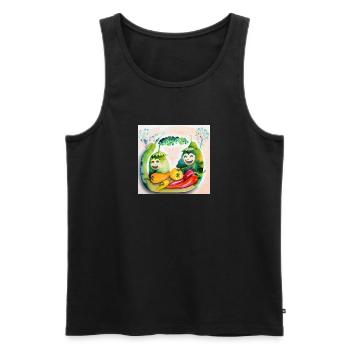 Des légumes joyeux - Débardeur bio Premium Homme - noir - Devant - Michal (187cm)