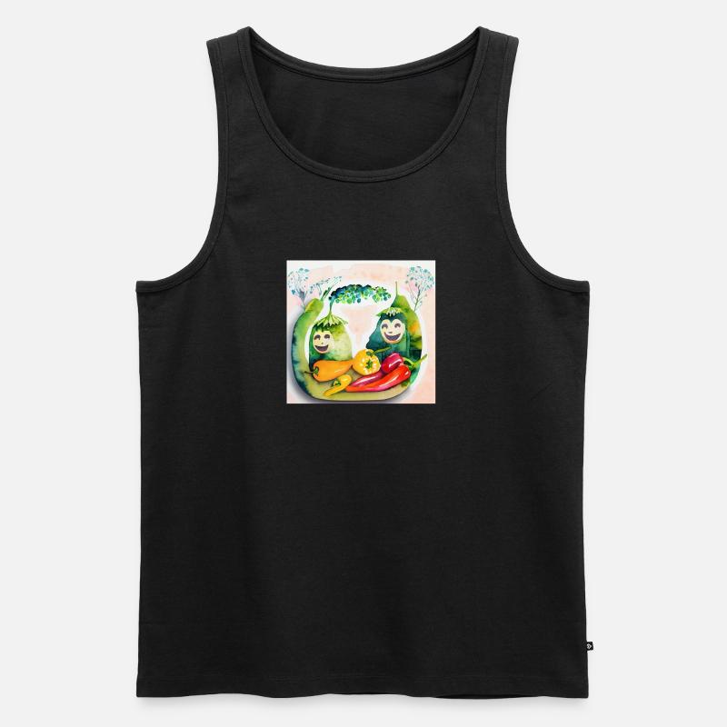Fröhliches Gemüse - Männer Premium Bio Tank Top - Schwarz