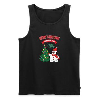 Bonhomme de neige hiver noël noël neige - Débardeur bio Premium Homme - noir - Devant - Michal (187cm)