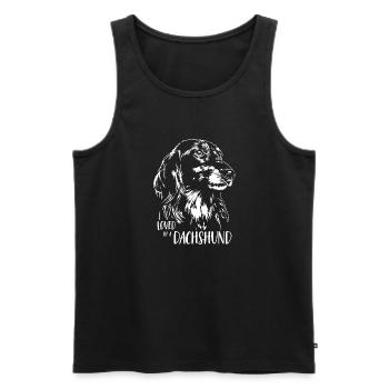 Loved by a Dachshund Longhair Dachshund Dogs Wilsigns - Men's Premium Organic Tank Top - black - Front - Michal (187cm)
