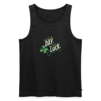 NEW DAY NEW LUCK - Männer Premium Bio Tank Top - Schwarz - Vorne - Michal (187cm)