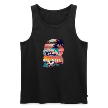 Paradise Unlimited (Formen, Delfin) - Männer Premium Bio Tank Top - Schwarz - Vorne - Michal (187cm)