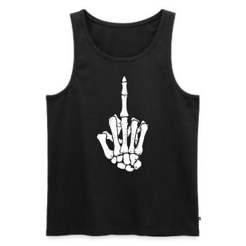 Mittelfinger Skelett Knochenhand - Männer Premium Bio Tank Top - Schwarz - Vorne - AI Model Male 178 light (178cm)