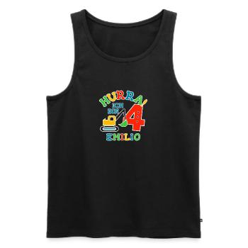 Name Emilio 4. Geburtstag Personalisiert - Männer Premium Bio Tank Top - Schwarz - Vorne - AI Model Male 178 light (178cm)