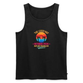 The Legend Has Retired 2024 Not My Problem Anymore - Men's Premium Organic Tank Top - black - Front - AI Model Male 178 light (178cm)