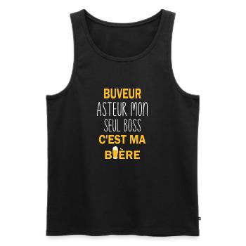 Buveur asteur mon seul boss c'est ma bière - Débardeur bio Premium Homme - noir - Devant - Michal (187cm)
