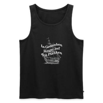 In Gedanken längst auf den Planken Segelschiff - Männer Premium Bio Tank Top - Schwarz - Vorne - AI Model Male 178 light (178cm)