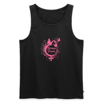 woman power,freiheit,schmetterlinge,frauen,pink - Männer Premium Bio Tank Top - Schwarz - Vorne - AI Model Male 178 light (178cm)