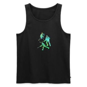 Eishockey, Hockey, Graffiti, bunt, stencil - Männer Premium Bio Tank Top - Schwarz - Vorne - AI Model Male 178 light (178cm)