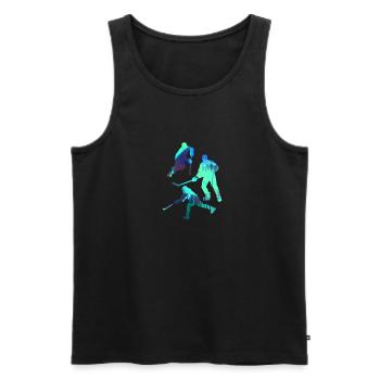 Eishockey, Hockey, Graffiti, bunt, stencil - Männer Premium Bio Tank Top - Schwarz - Vorne - AI Model Male 178 light (178cm)