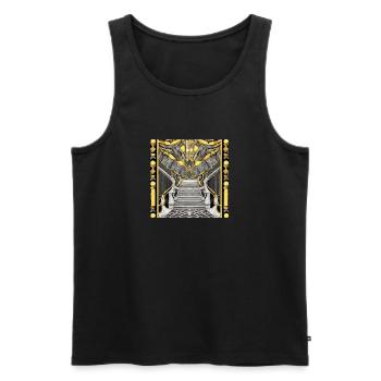 Herrschaftlicher Treppenlauf Virtualia Gold Marmor - Männer Premium Bio Tank Top - Schwarz - Vorne - AI Model Male 178 light (178cm)