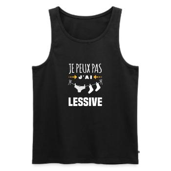 Je peux pas j'ai lessive - Débardeur bio Premium Homme - noir - Devant - AI Model Male 178 light (178cm)