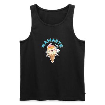 Namaste! Lustiges Eis-Motiv, personalisierbar - Männer Premium Bio Tank Top - Schwarz - Vorne - AI Model Male 178 light (178cm)
