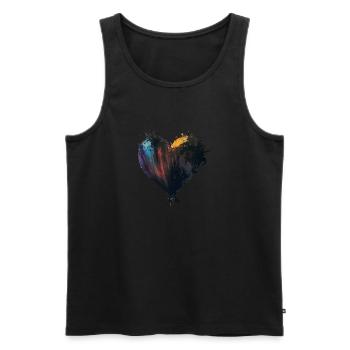 Herz Farbtropfen Bunt - Männer Premium Bio Tank Top - Schwarz - Vorne - AI Model Male 178 light (178cm)