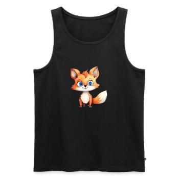 Fox Drawing Watercolor - Men's Premium Organic Tank Top - black - Front - AI Model Male 178 light (178cm)