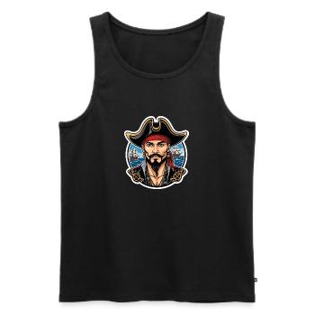 Pirat Neo Traditional Stil - Männer Premium Bio Tank Top - Schwarz - Vorne - Michal (187cm)