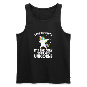 Unicorns Save the earth - Men's Premium Organic Tank Top - black - Front - AI Model Male 178 light (178cm)