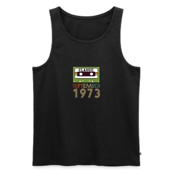 48th birthday gift September 1973 - Men's Premium Organic Tank Top - black - Front - AI Model Male 178 light (178cm)