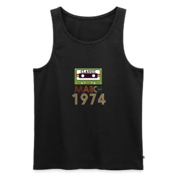 48th birthday gift March 1974 - Men's Premium Organic Tank Top - black - Front - AI Model Male 178 light (178cm)