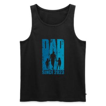 DAD SINCE 2023 PAPA 2 KINDER - Männer Premium Bio Tank Top - Schwarz - Vorne - Michal (187cm)