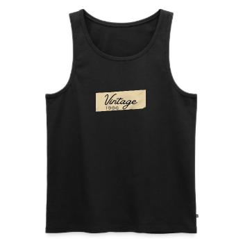 Vintage-Schrift von 1986 auf Holz - Männer Premium Bio Tank Top - Schwarz - Vorne - AI Model Male 178 light (178cm)