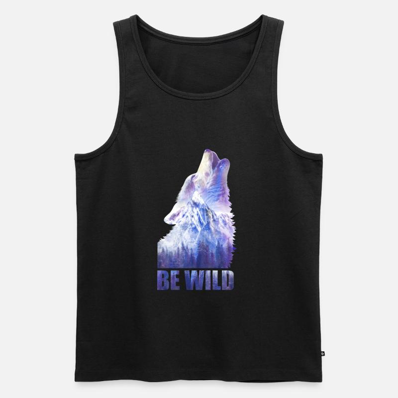 Wolf be wild - Männer Premium Bio Tank Top - Schwarz