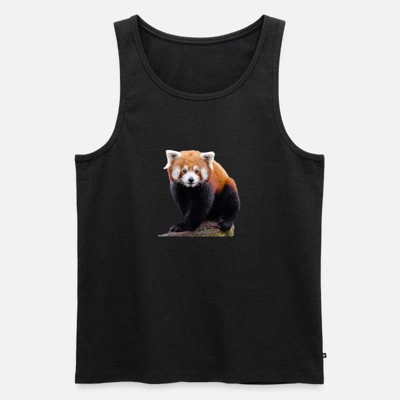 Doux petit panda rouge et mignon chat ours - Débardeur bio Premium Homme - noir