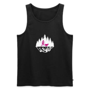 Canicross Geländelauf mit Hund Canicross Läuferin - Männer Premium Bio Tank Top - Schwarz - Vorne - AI Model Male 178 light (178cm)
