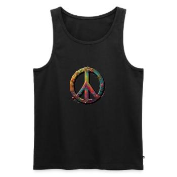 Peace - Männer Premium Bio Tank Top - Schwarz - Vorne - AI Model Male 178 light (178cm)