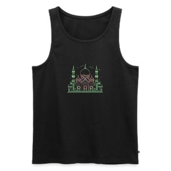 Mosqué étoile croissant stylisée vert ou noir - Débardeur bio Premium Homme - noir - Devant - AI Model Male 178 light (178cm)