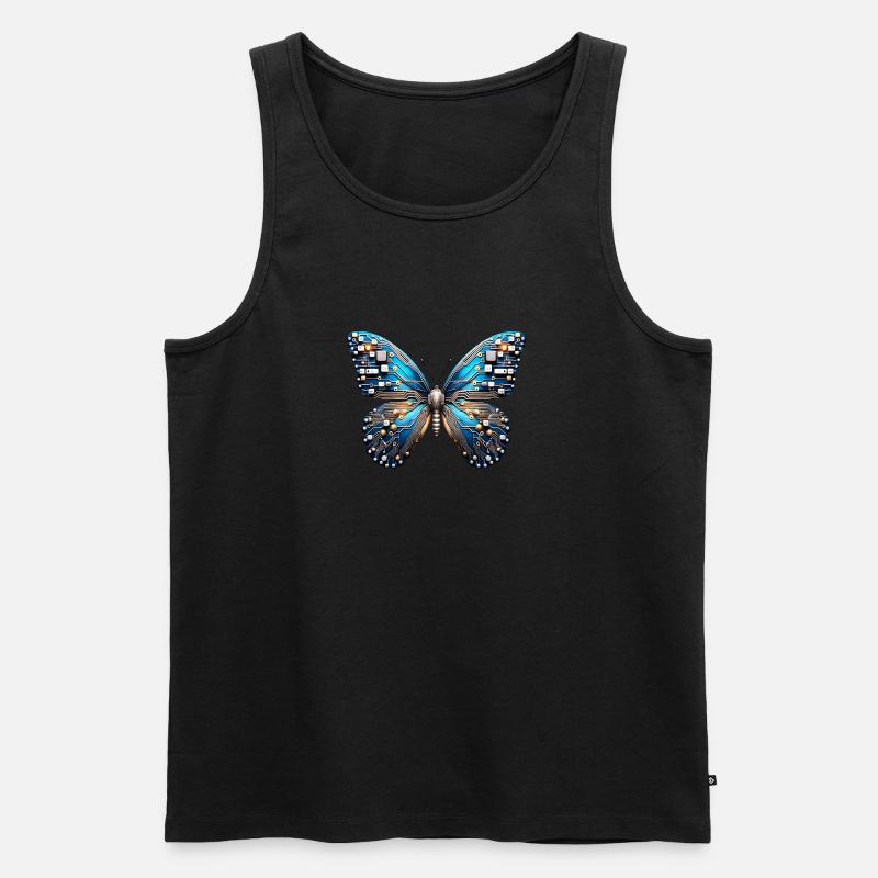Türkis Schmetterling mit Technik - Männer Premium Bio Tank Top - Schwarz