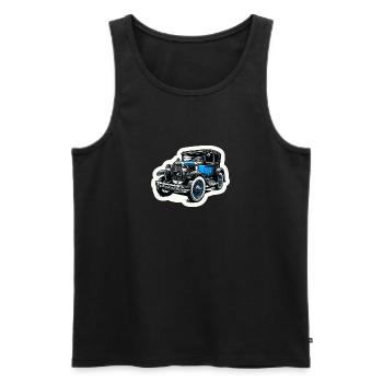 Vieille voiture de collection bleue - Débardeur bio Premium Homme - noir - Devant - AI Model Male 178 light (178cm)