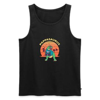 Papasaurus Vatertagsgeschenk Dinosaurier T-Rex Dino - Männer Premium Bio Tank Top - Schwarz - Vorne - Michal (187cm)