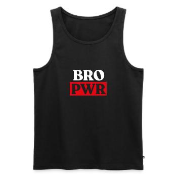 BRO PWR - BRO Power white - Men's Premium Organic Tank Top - black - Front - AI Model Male 178 light (178cm)