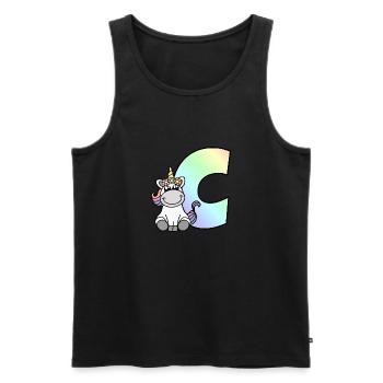 Unicorn Letter C - Men's Premium Organic Tank Top - black - Front - AI Model Male 178 light (178cm)