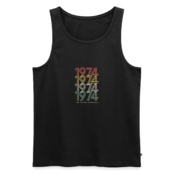 Pseudo vintage 1974 - Débardeur bio Premium Homme - noir - Devant - AI Model Male 178 light (178cm)