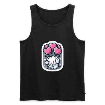 Cute baby elephant with heart balloon elephant mom - Men's Premium Organic Tank Top - black - Front - AI Model Male 178 light (178cm)