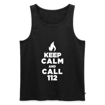 Keep Calm and call 112 - Fire Brigade / Firefighter - Men's Premium Organic Tank Top - black - Front - AI Model Male 178 light (178cm)