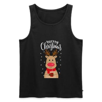 Merry Christmas, Christmas, Rudolf, Rudolph - Men's Premium Organic Tank Top - black - Front - Michal (187cm)