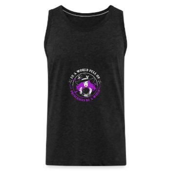 In a world full of princesses be a witch - Men's Premium Organic Tank Top - charcoal grey - Front - Alexander (188cm)