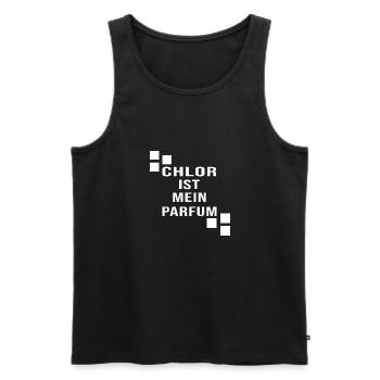 Schwimmer "Chlor ist Parfum" Schwimmhalle - Männer Premium Bio Tank Top - Schwarz - Vorne - Michal (187cm)