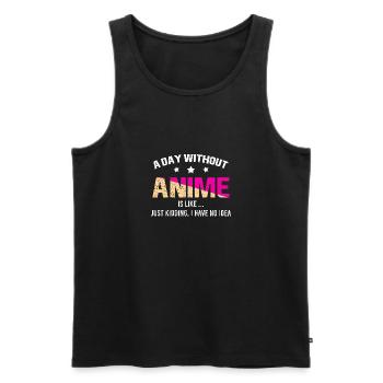 Anime Manga Kawaii Vintage Cartoons Sprüche - Männer Premium Bio Tank Top - Schwarz - Vorne - Michal (187cm)