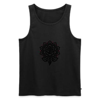 Rose Mandala - Débardeur bio Premium Homme - noir - Devant - AI Model Male 178 light (178cm)