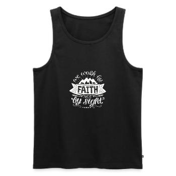 Walk by Faith - Men's Premium Organic Tank Top - black - Front - AI Model Male 178 light (178cm)