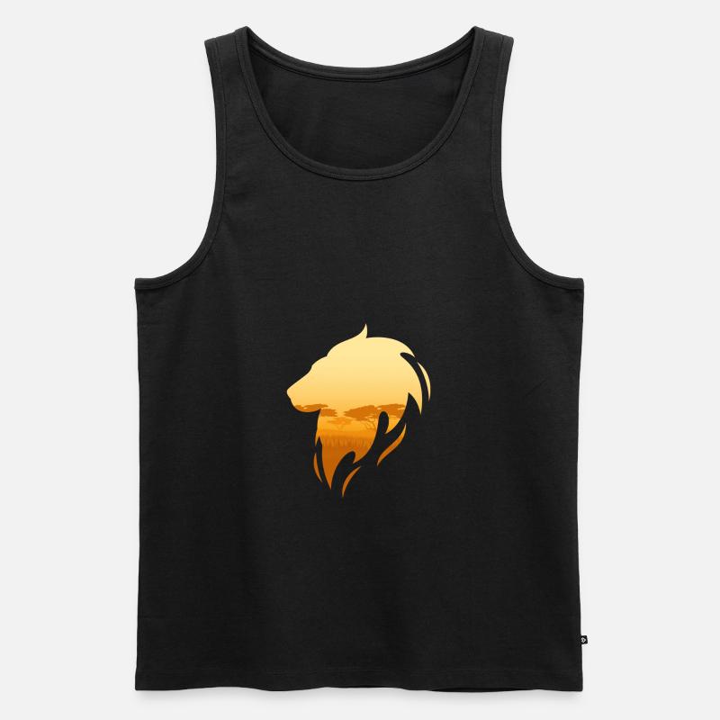 Löwe und Savanne - Männer Premium Bio Tank Top - Schwarz